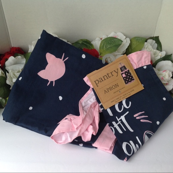 Pantry Apron Coffee Right Meow NWT Blue Pink NWT - Picture 3 of 16